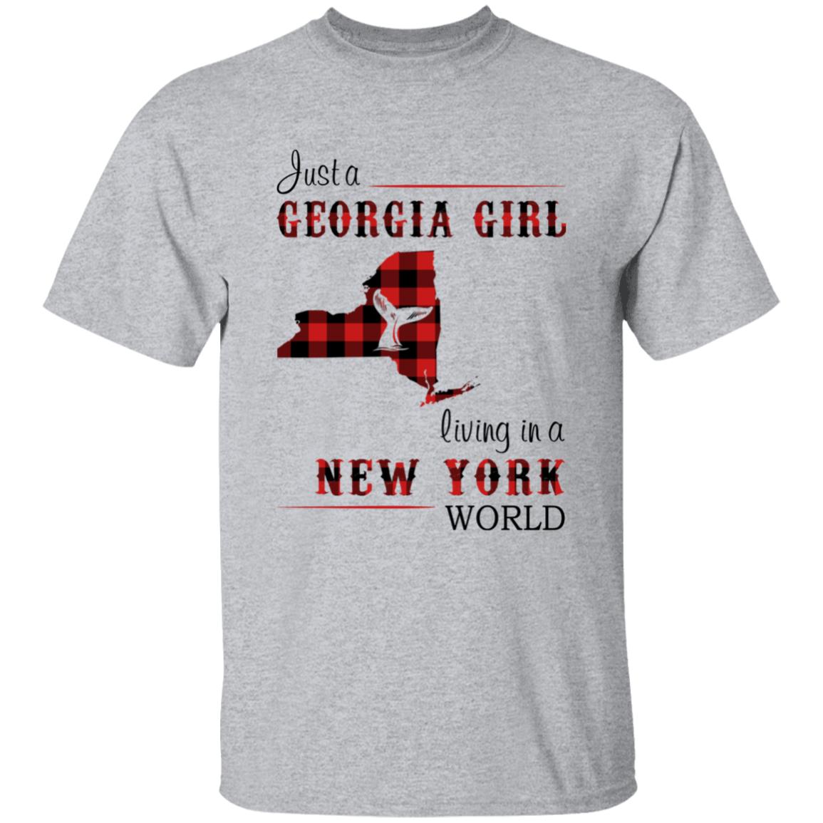Just A Georgia Girl Living In A New York World T-shirt - T-shirt Born Live Plaid Red Teezalo