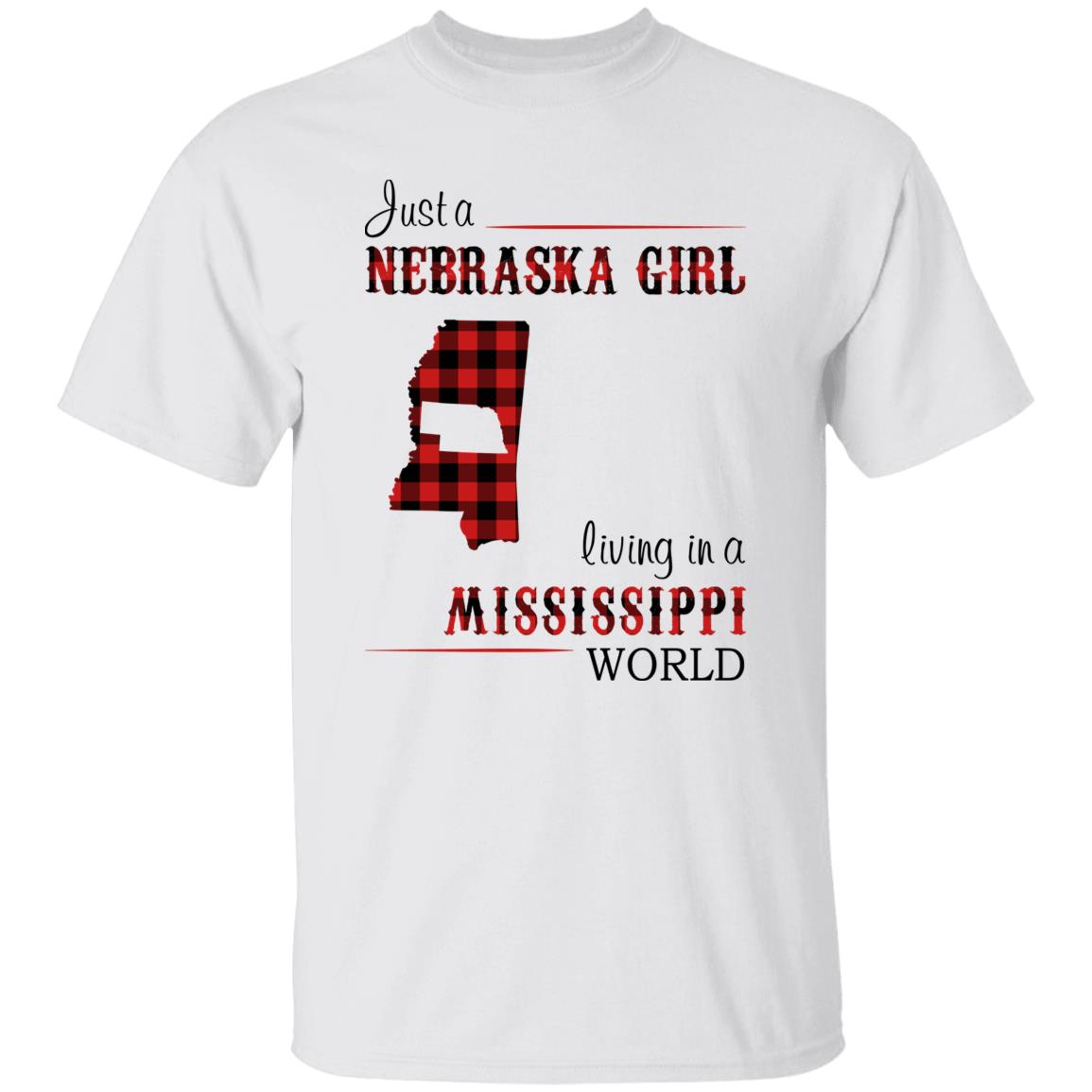 Just A Nebraska Girl Living In A Mississippi World T-shirt - T-shirt Born Live Plaid Red Teezalo