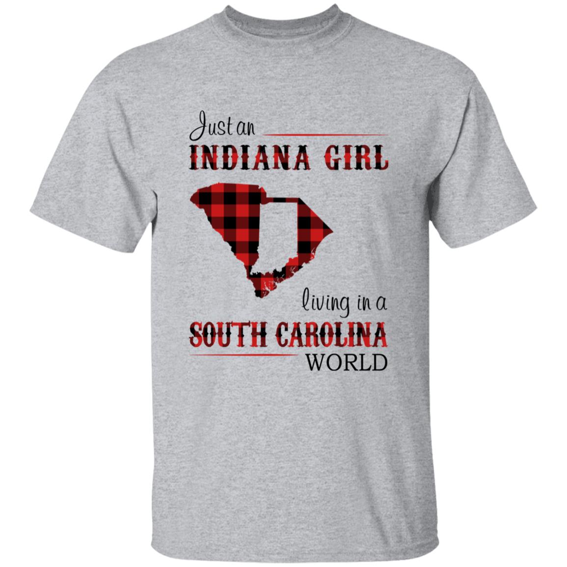 Just An Indiana Girl Living In A South Carolina World T-shirt - T-shirt Born Live Plaid Red Teezalo