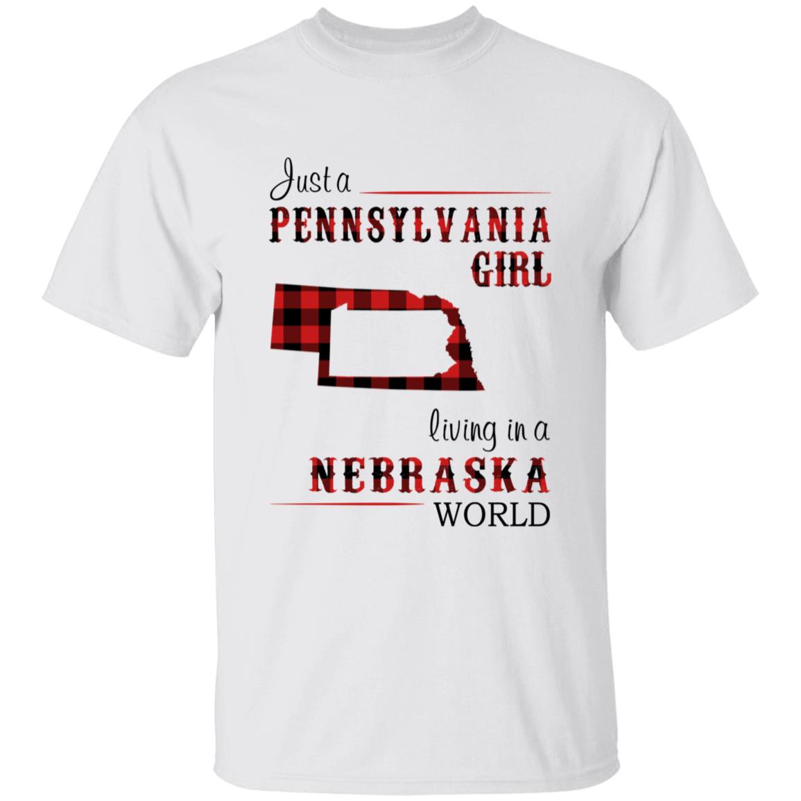 Just A Pennsylvania Girl Living In A Nebraska World T-shirt - T-shirt Born Live Plaid Red Teezalo