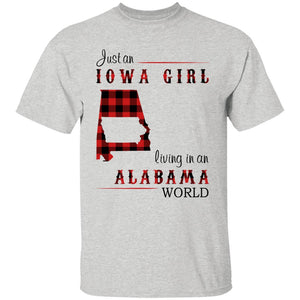 Just An Iowa Girl Living In An Alabama World T-shirt - T-shirt Born Live Plaid Red Teezalo