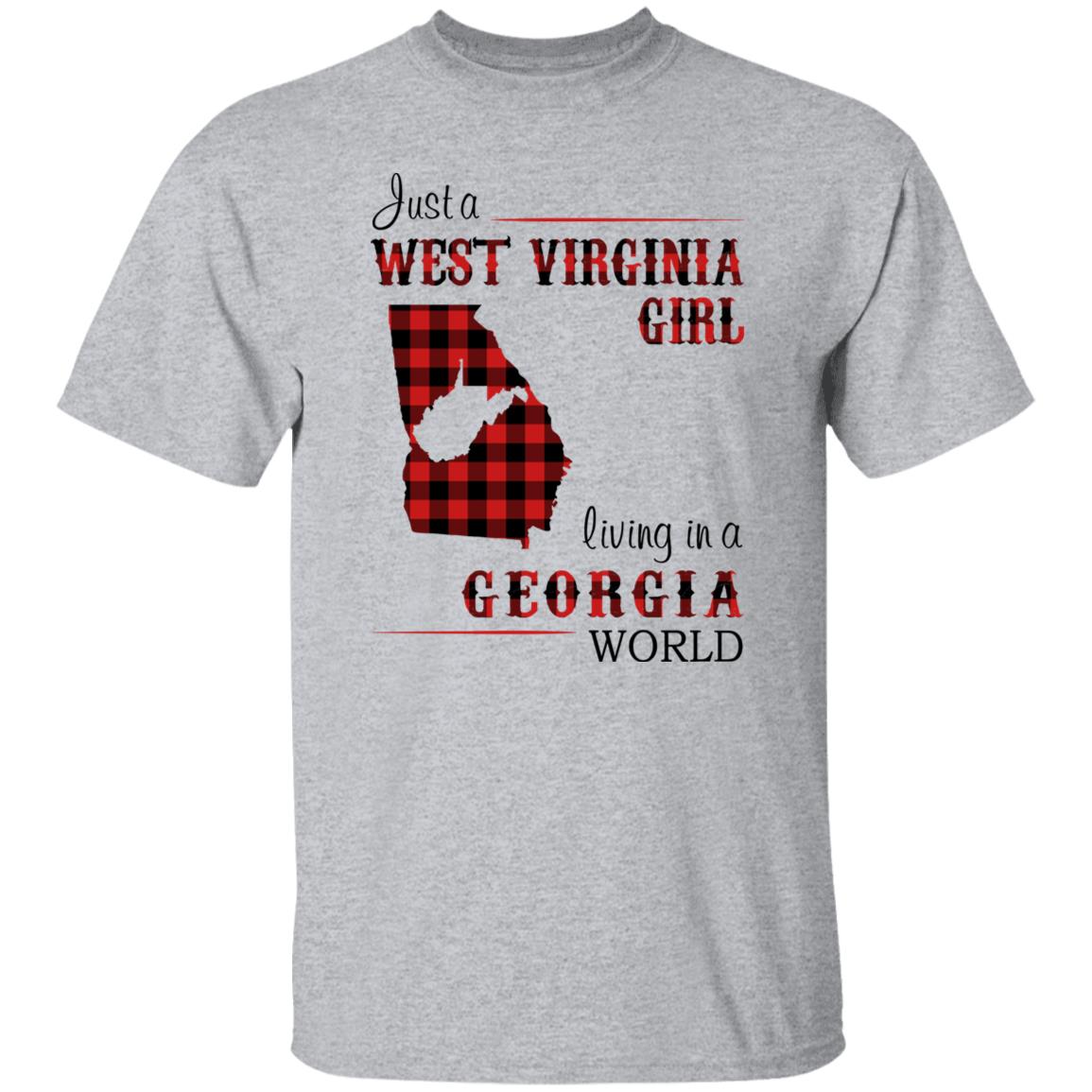 Just A West Virginia Girl Living In A Georgia World T-shirt - T-shirt Born Live Plaid Red Teezalo