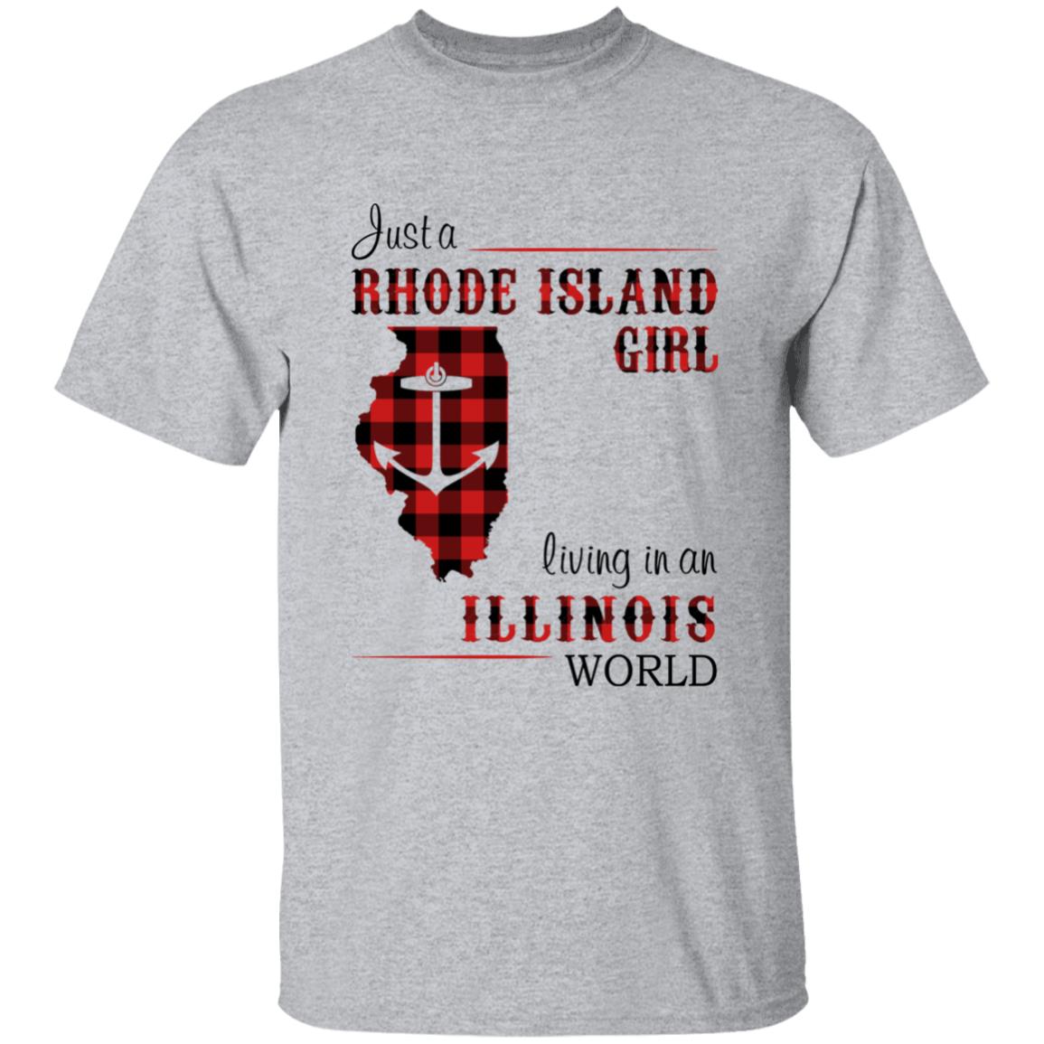 Just A Rhode Island Girl Living In An Illinois World T-shirt - T-shirt Born Live Plaid Red Teezalo