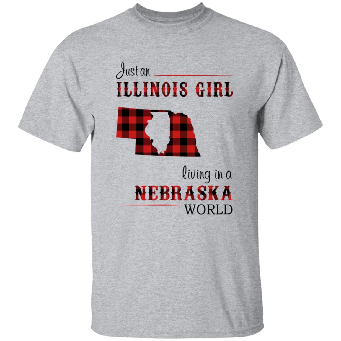 Just An Illinois Girl Living In A Nebraska World T-shirt - T-shirt Born Live Plaid Red Teezalo