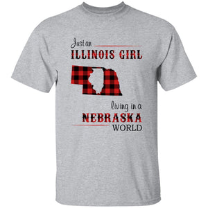Just An Illinois Girl Living In A Nebraska World T-shirt - T-shirt Born Live Plaid Red Teezalo