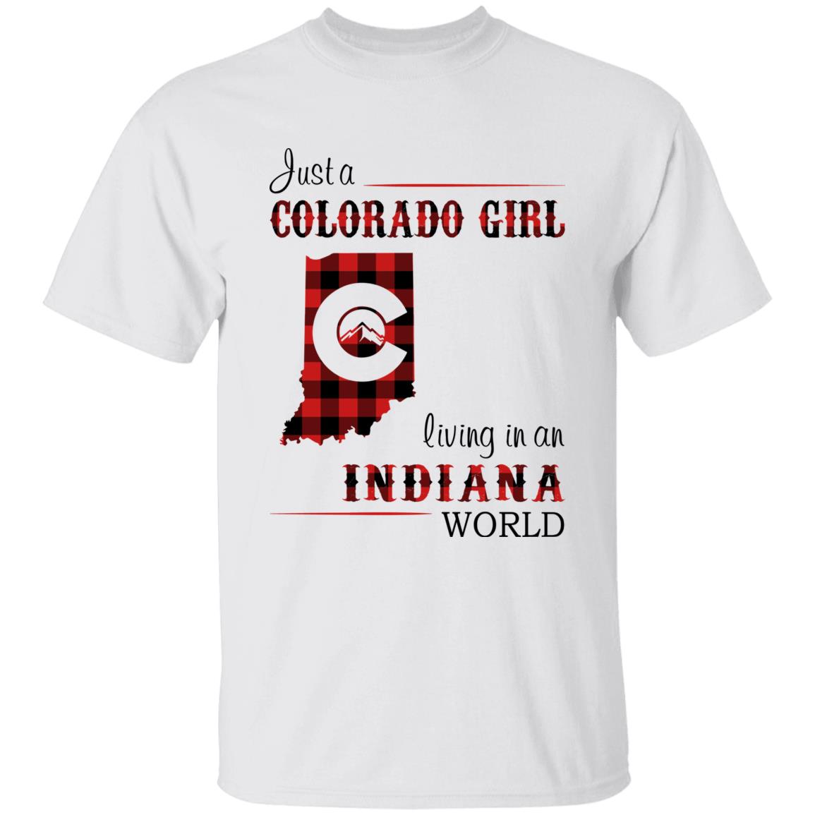 Just A Colorado Girl Living In An Indiana World T-shirt - T-shirt Born Live Plaid Red Teezalo