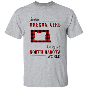 Just An Oregon Girl Living In A North Dakota World T-shirt - T-shirt Born Live Plaid Red Teezalo