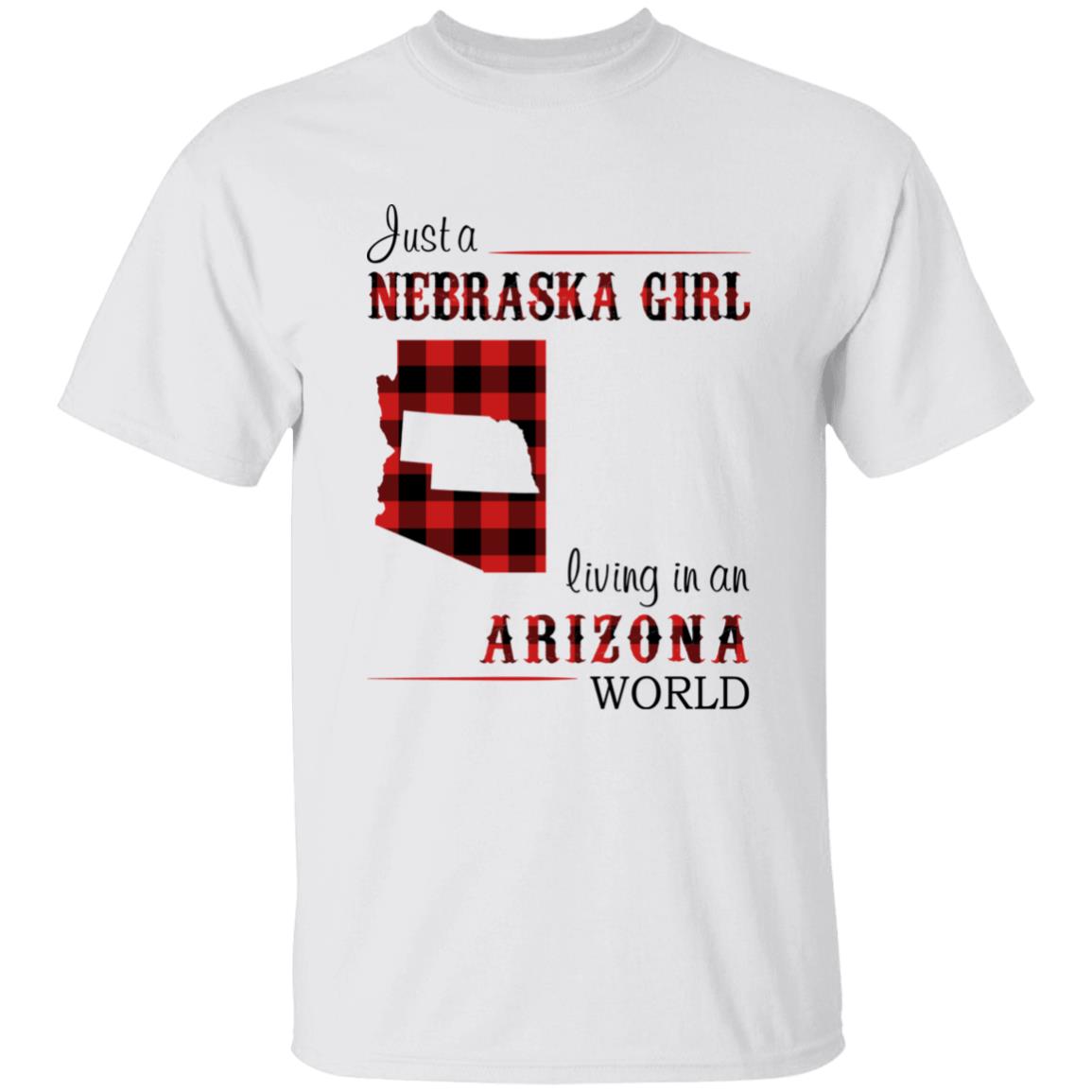 Just A Nebraska Girl Living In An Arizona World T-shirt - T-shirt Born Live Plaid Red Teezalo