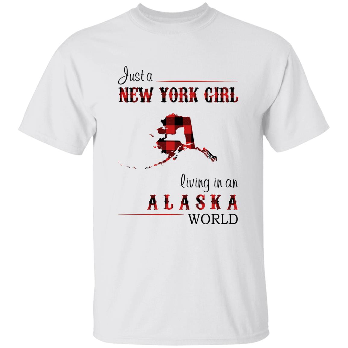 Just A New York Girl Living In An Alaska World T-shirt - T-shirt Born Live Plaid Red Teezalo