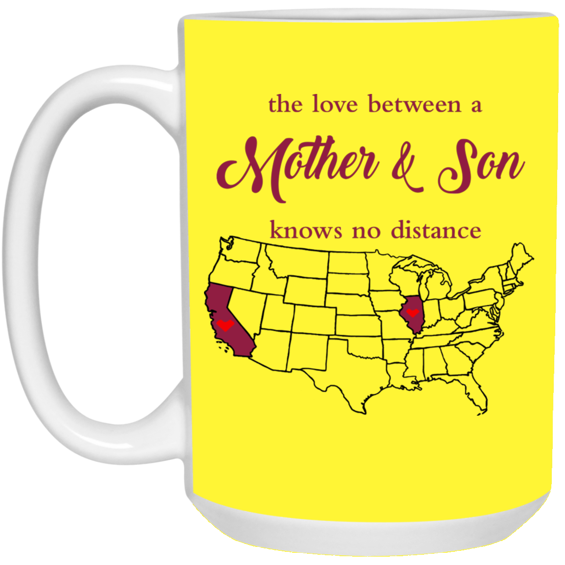 Illinois California The Love Between Mother And Son Mug - Mug Teezalo