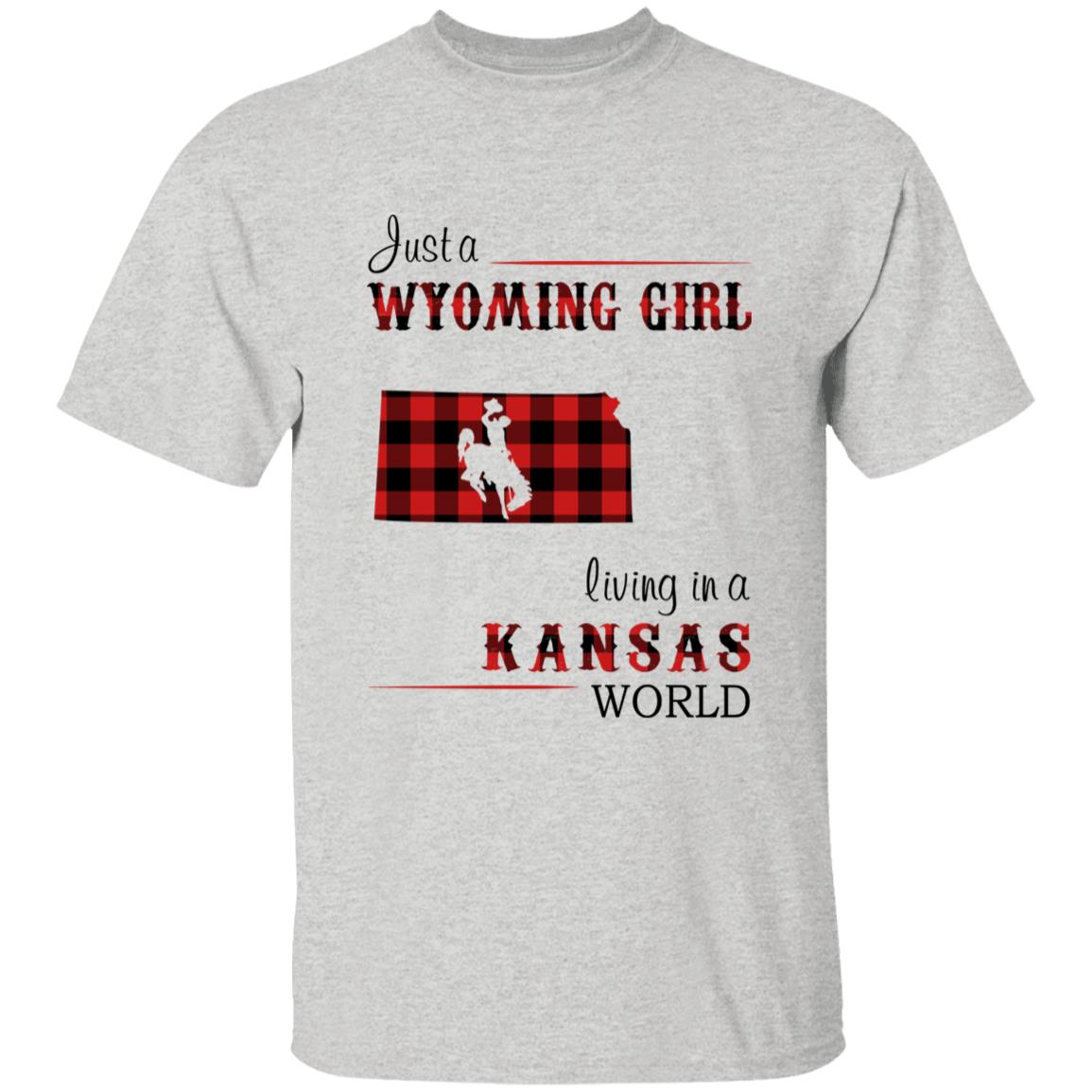 Just A Wyoming Girl Living In A Kansas World T-shirt - T-shirt Born Live Plaid Red Teezalo