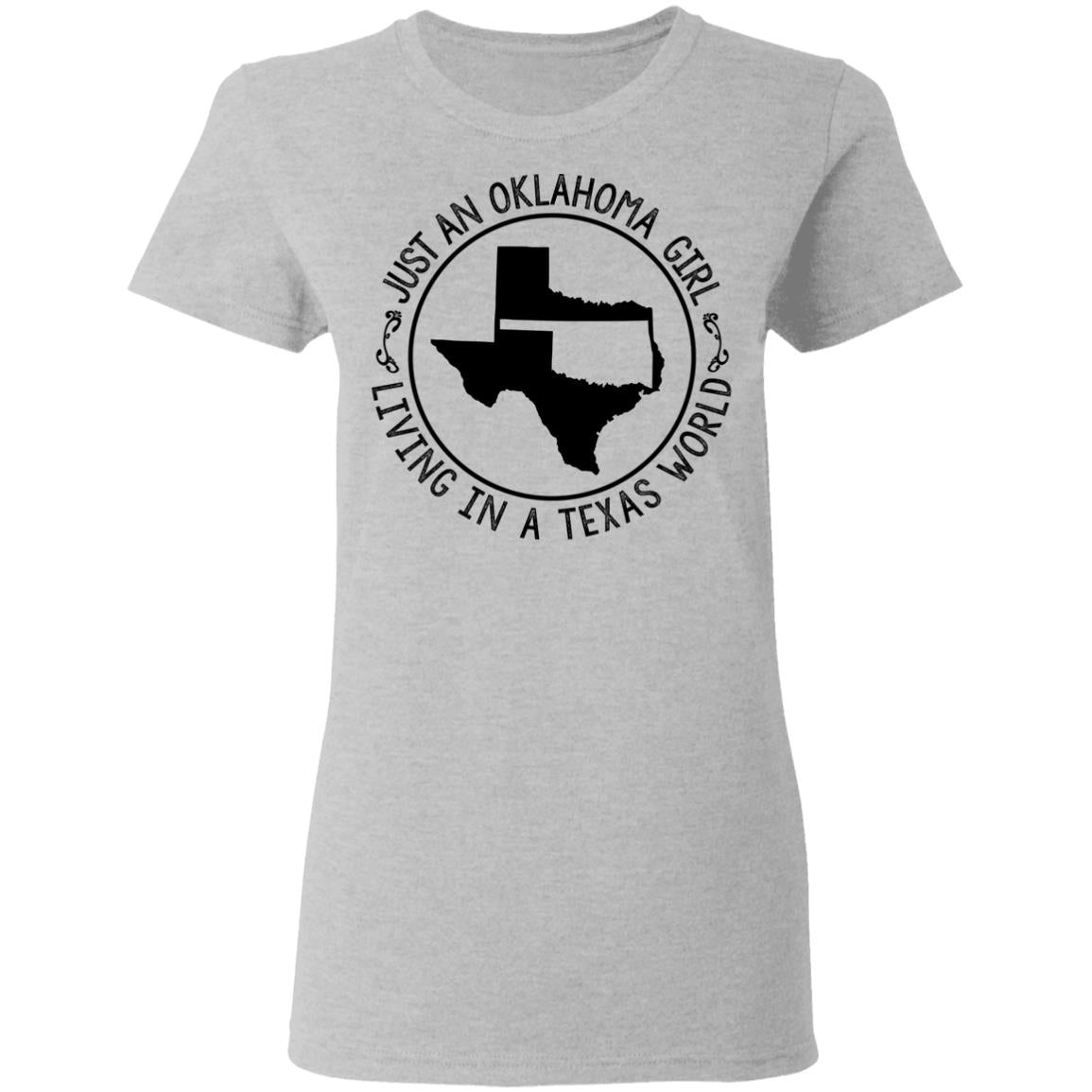 Just An Oklahoma Girl Living In Texas World Hoodie - Hoodie Teezalo