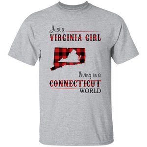 Just A Virginia Girl Living In A Connecticut World T-shirt - T-shirt Born Live Plaid Red Teezalo