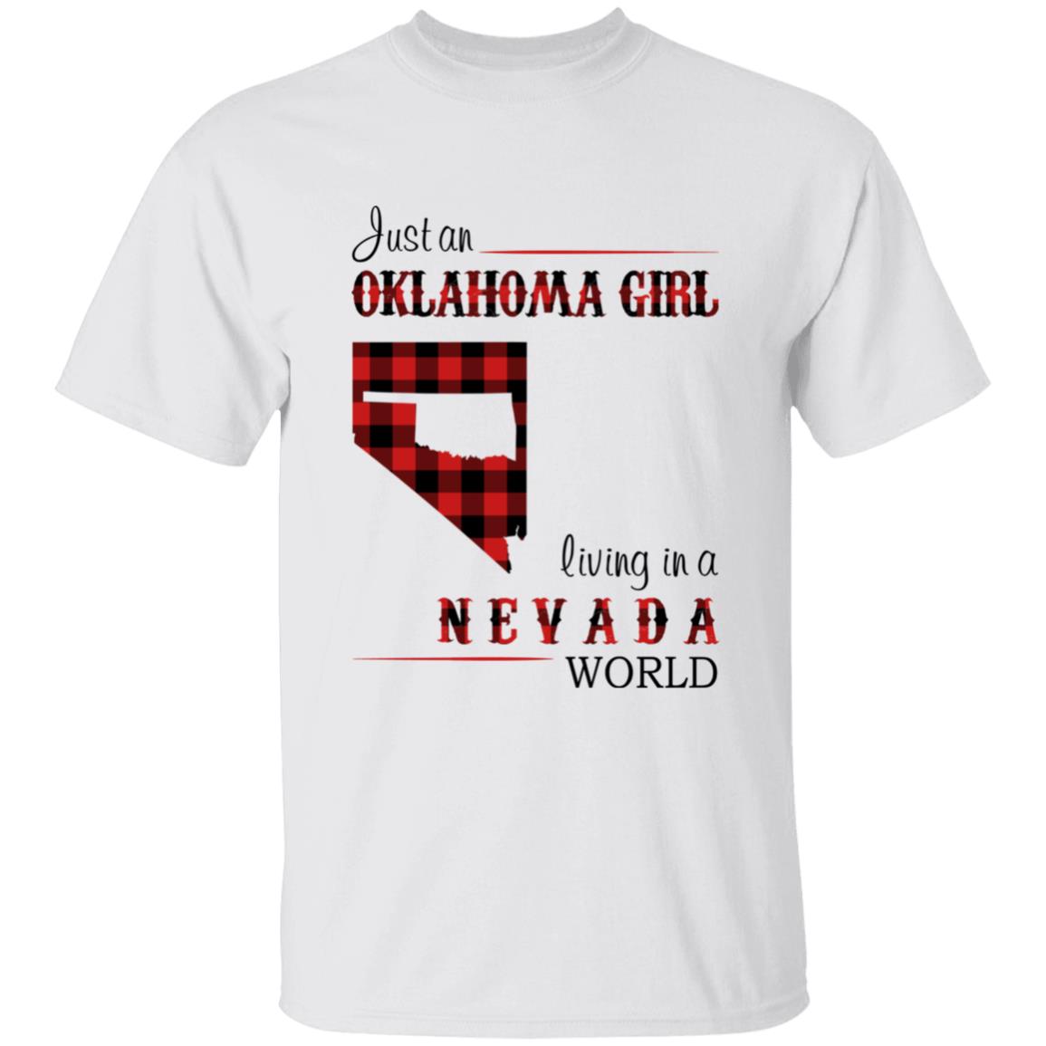 Just An Oklahoma Girl Living In A Nevada World T-shirt - T-shirt Born Live Plaid Red Teezalo