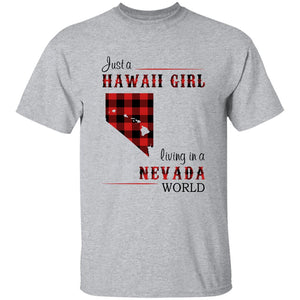 Just A Hawaii Girl Living In A Nevada World T-shirt - T-shirt Born Live Plaid Red Teezalo