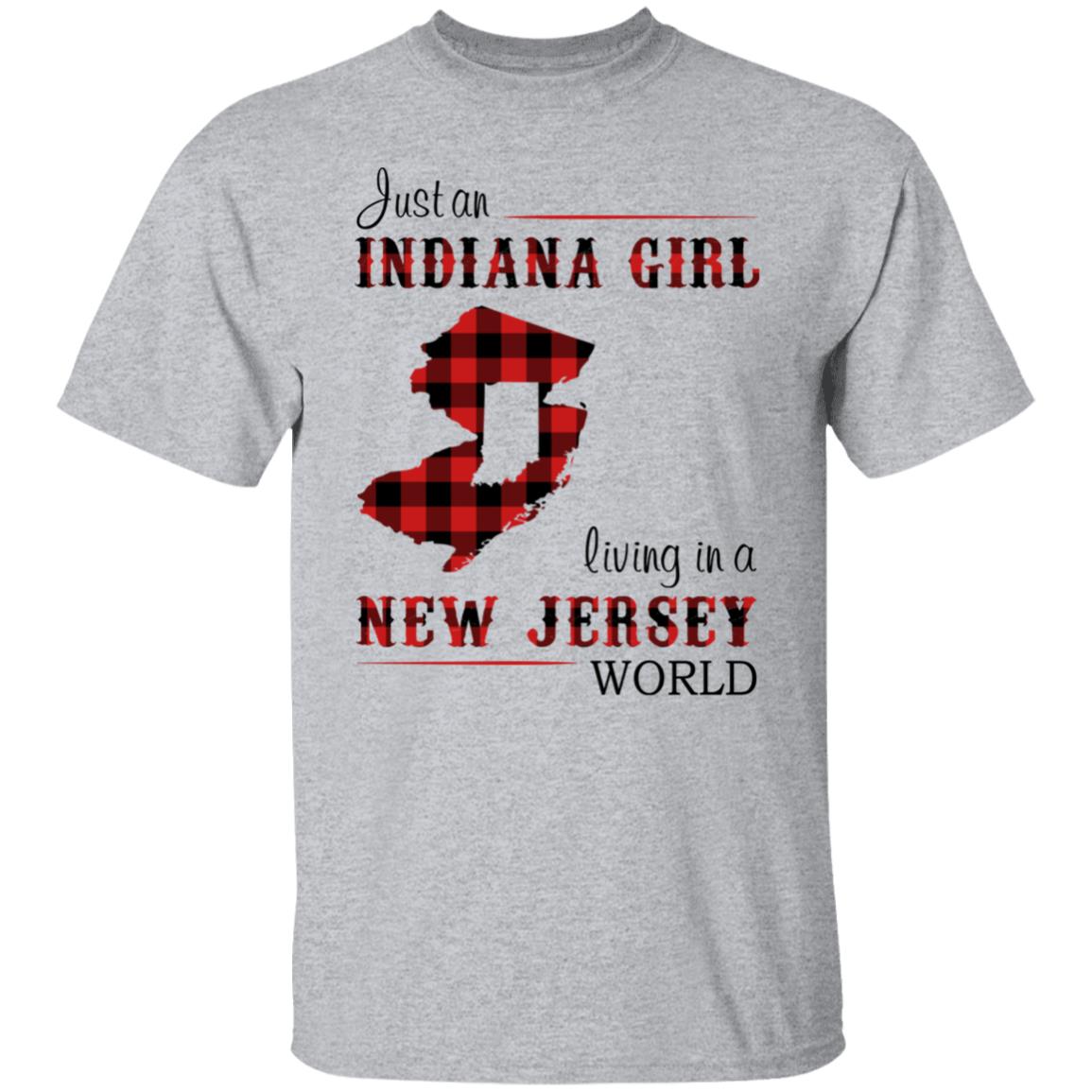 Just An Indiana Girl Living In A New Jersey World T-Shirt - T-shirt Born Live Plaid Red Teezalo
