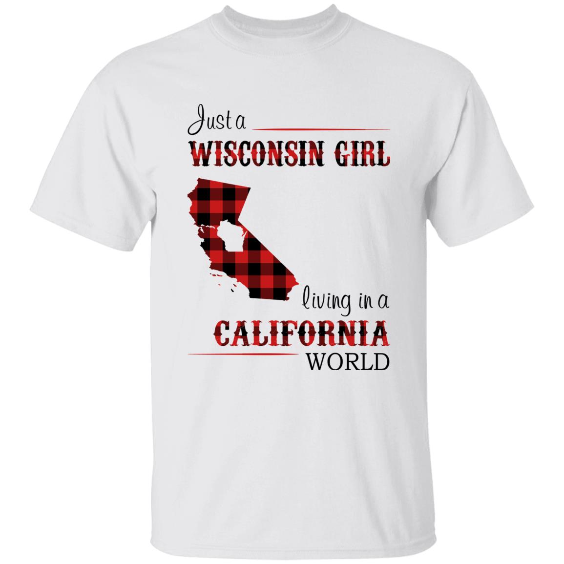 Just A Wisconsin Girl Living In A California World T-shirt - T-shirt Born Live Plaid Red Teezalo