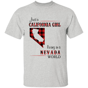 Just A California Girl Living In A Nevada World T-shirt - T-shirt Born Live Plaid Red Teezalo