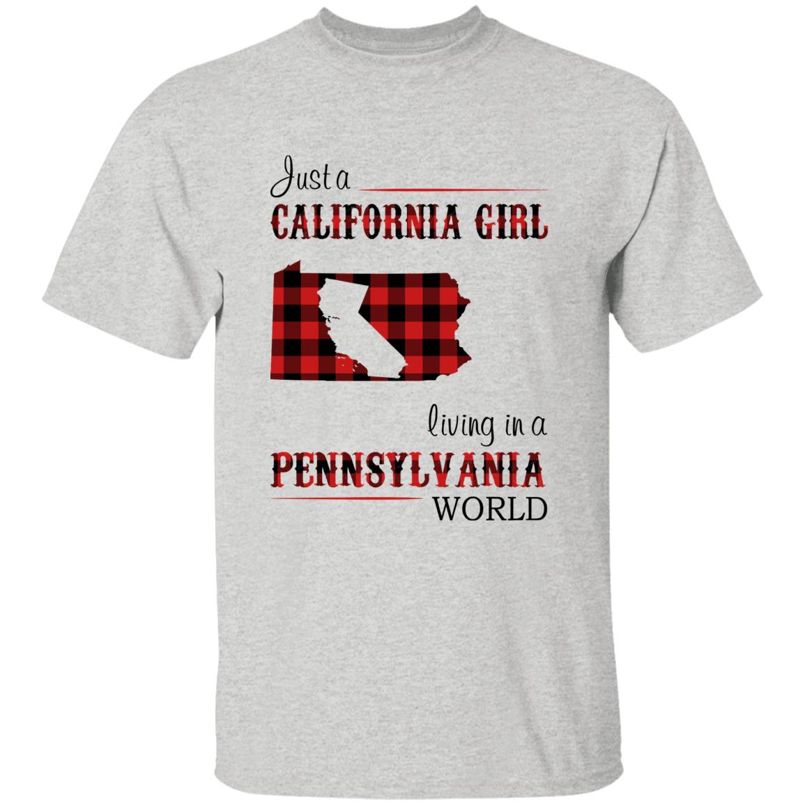 Just A California Girl Living In A Pennsylvania World T-Shirt - T-shirt Born Live Plaid Red Teezalo