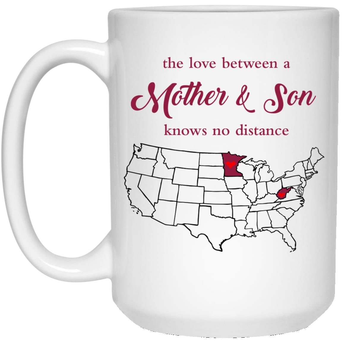 West Virginia Minnesota The Love Between Mother And Son Mug - Mug Teezalo