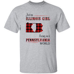 Just An Illinois Girl Living In A Pennsylvania World T-shirt - T-shirt Born Live Plaid Red Teezalo