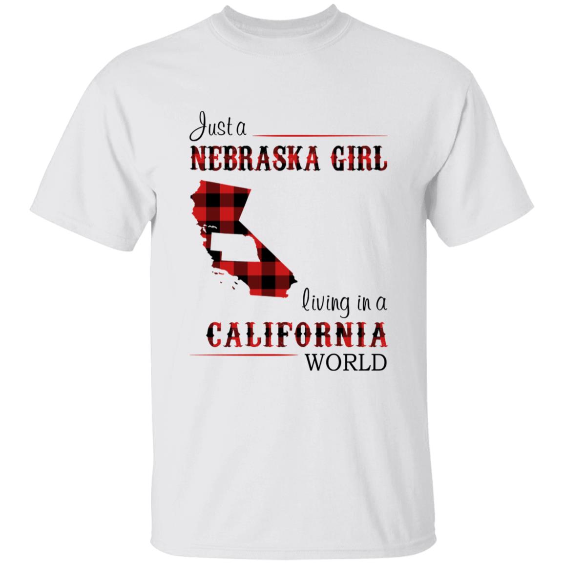 Just A Nebraska Girl Living In A California World T-shirt - T-shirt Born Live Plaid Red Teezalo