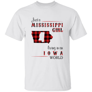 Just A Mississippi  Girl Living In An Iowa World T-shirt - T-shirt Born Live Plaid Red Teezalo