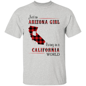 Just An Arizona Girl Living In A California World T-shirt - T-shirt Born Live Plaid Red Teezalo