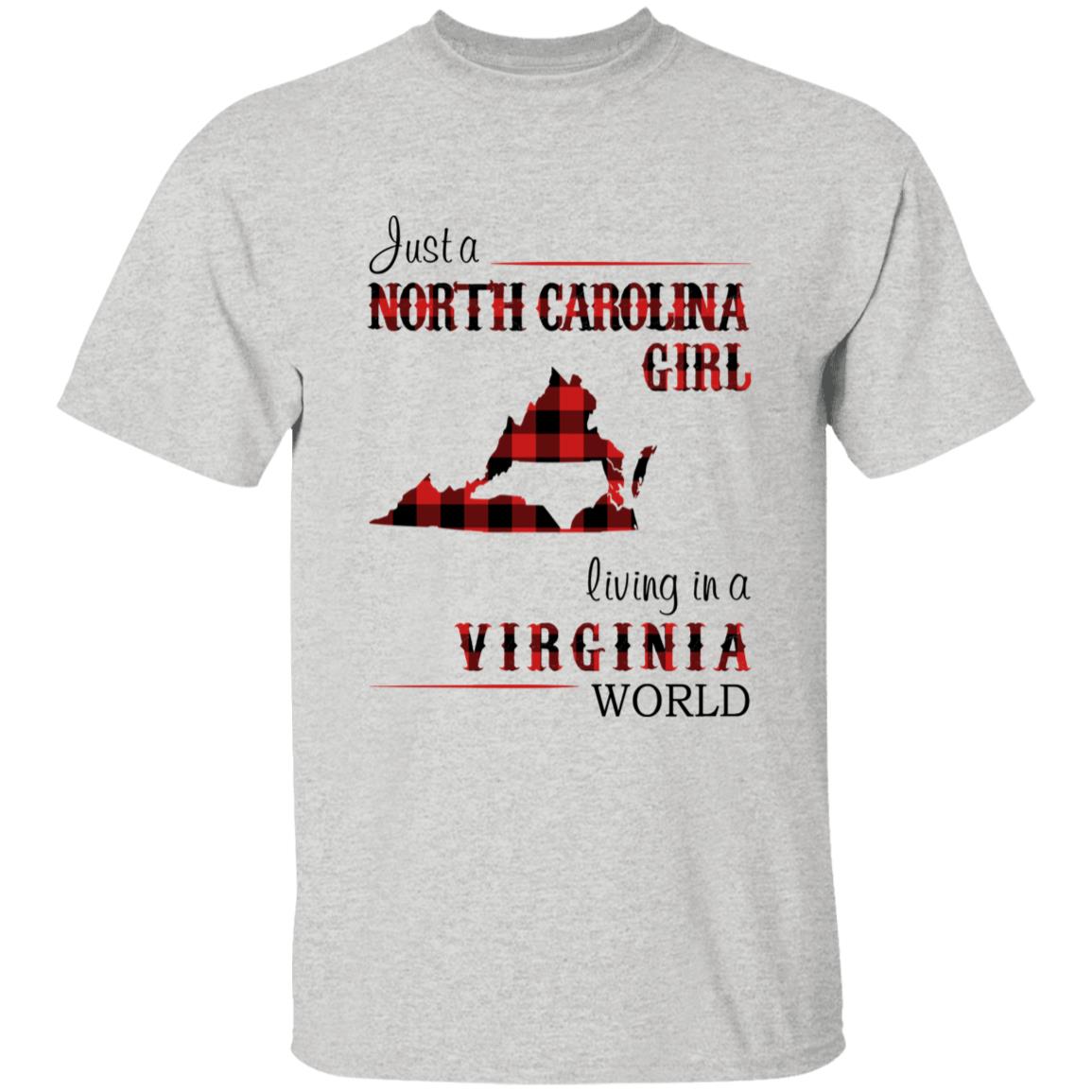 Just A North Carolina Girl Living In A Virginia World T-shirt - T-shirt Born Live Plaid Red Teezalo