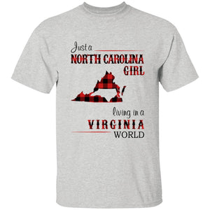 Just A North Carolina Girl Living In A Virginia World T-shirt - T-shirt Born Live Plaid Red Teezalo