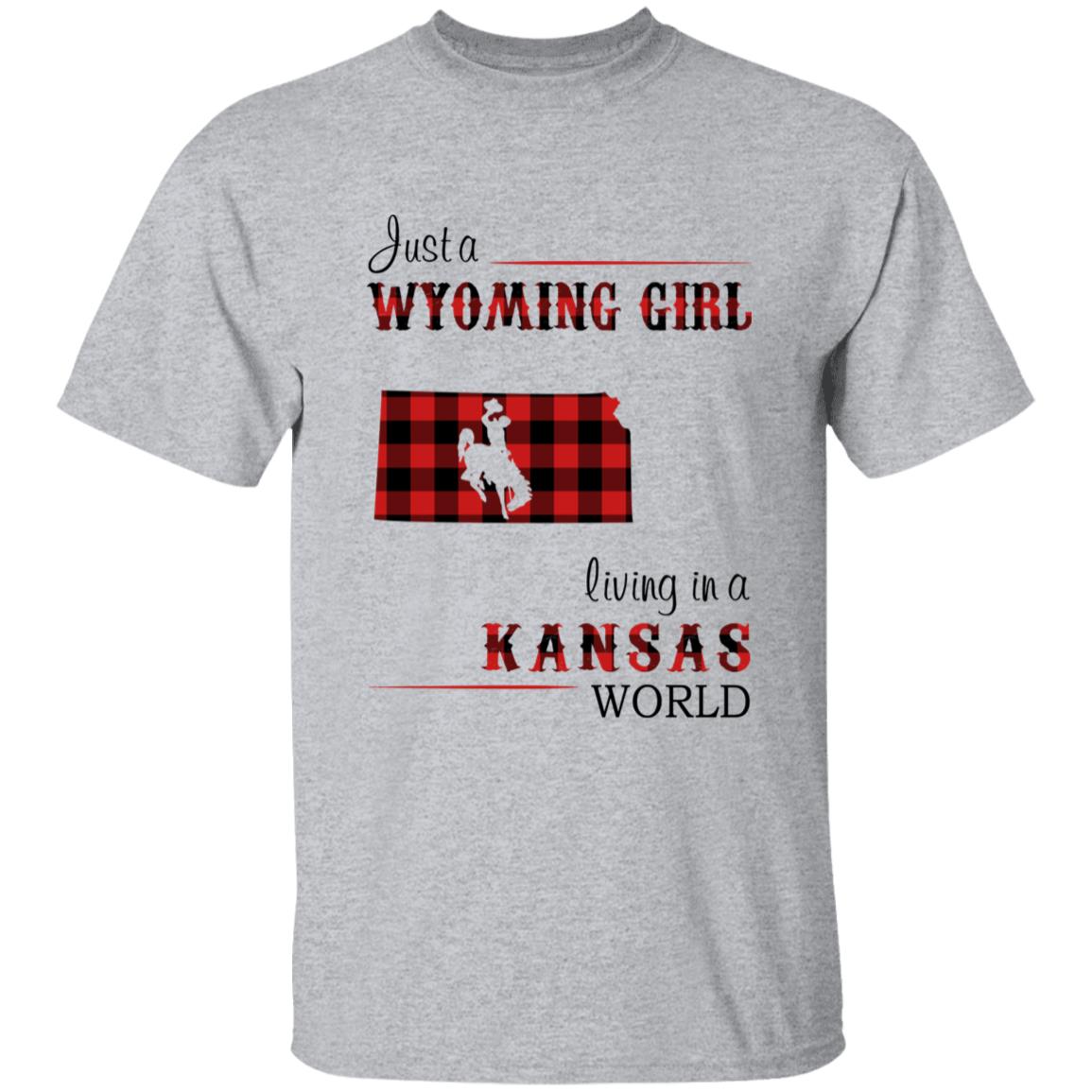 Just A Wyoming Girl Living In A Kansas World T-shirt - T-shirt Born Live Plaid Red Teezalo