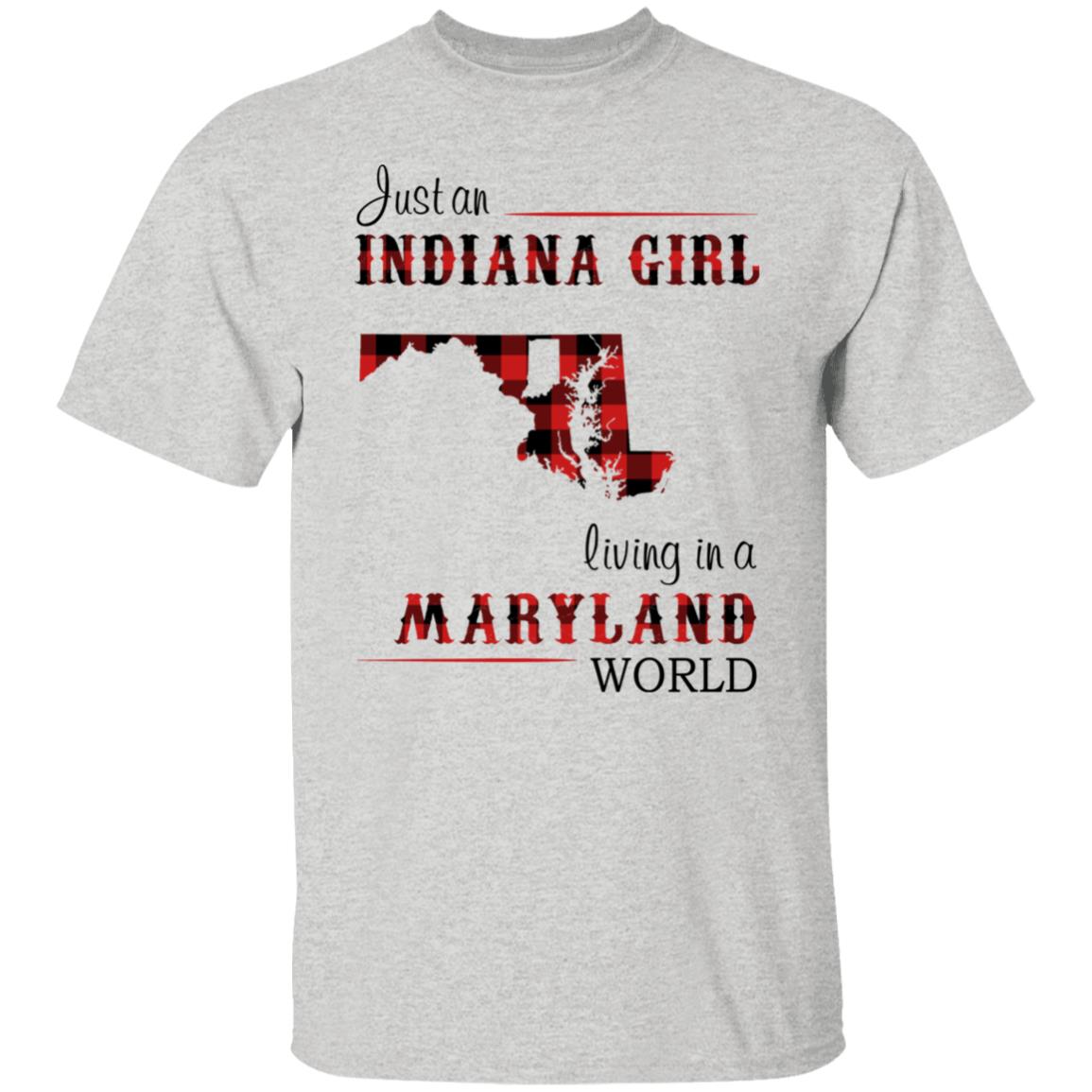Just An Indiana Girl Living In A Maryland World T-Shirt - T-shirt Born Live Plaid Red Teezalo