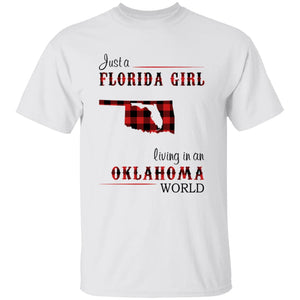 Just A Florida Girl Living In An Oklahoma World T-shirt - T-shirt Born Live Plaid Red Teezalo