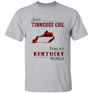 Just A Tennessee Girl Living In A Kentucky World T-shirt - T-shirt Born Live Plaid Red Teezalo