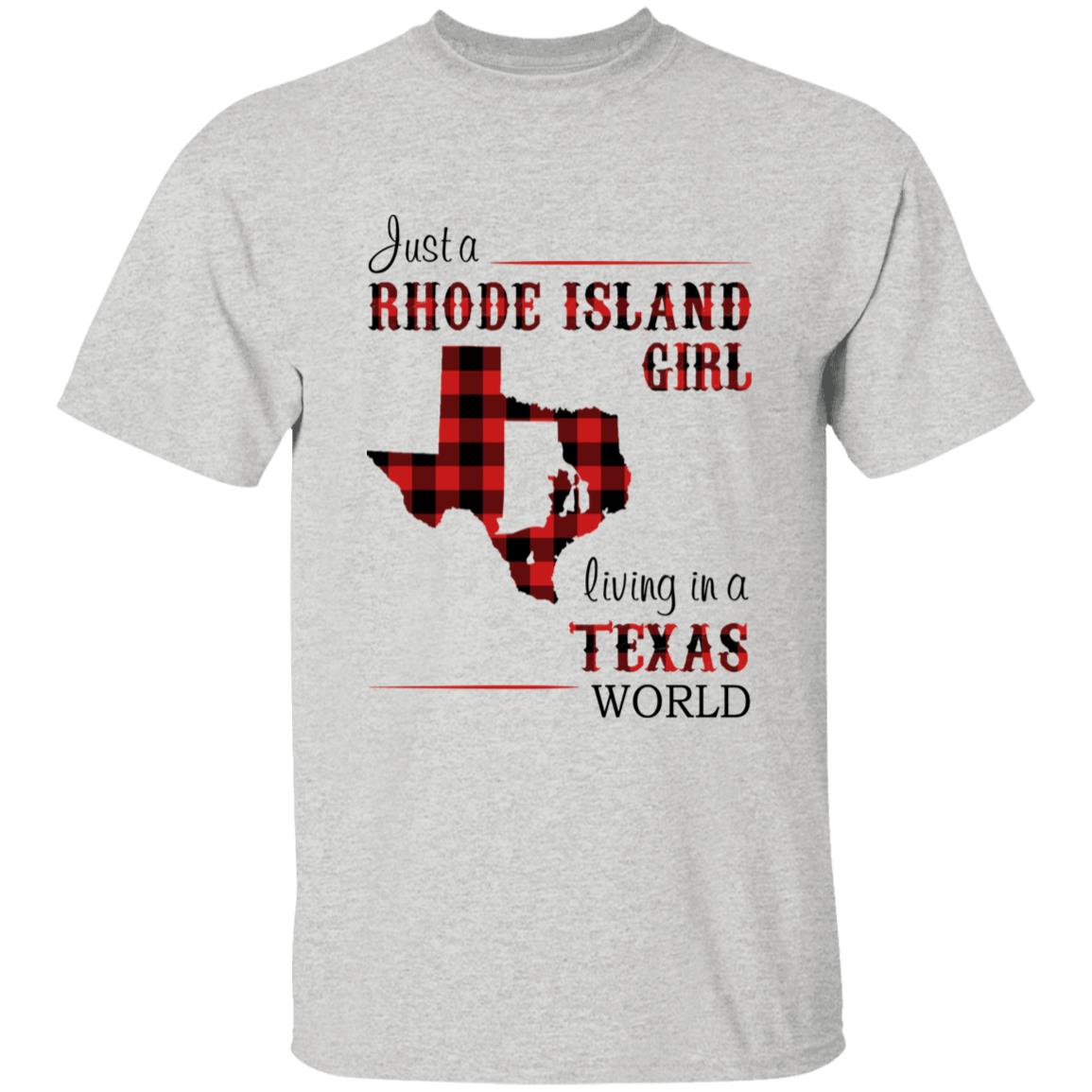 Just A Rhode Island  Girl Living In A Texas World T-shirt - T-shirt Born Live Plaid Red Teezalo