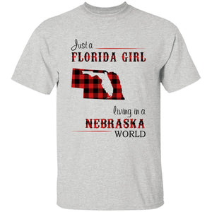 Just A Florida Girl Living In A Nebraska World T-shirt - T-shirt Born Live Plaid Red Teezalo