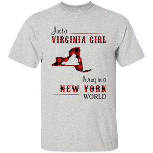 Just A Virginia Girl Living In A New York World T-shirt - T-shirt Born Live Plaid Red Teezalo