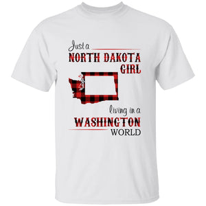 Just A North Dakota Girl Living In A Washington World T-shirt - T-shirt Born Live Plaid Red Teezalo
