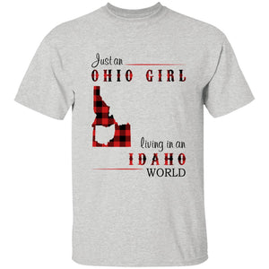 Just An Ohio Girl Living In An Idaho World T-shirt - T-shirt Born Live Plaid Red Teezalo