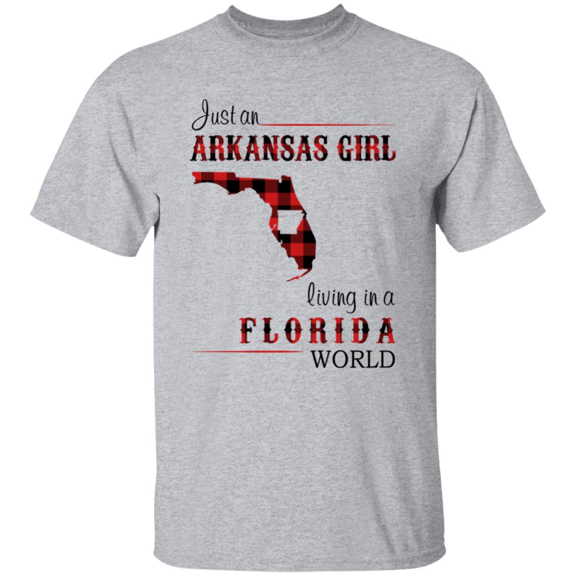 Just An Arkansas Girl Living In A Florida World T-shirt - T-shirt Born Live Plaid Red Teezalo