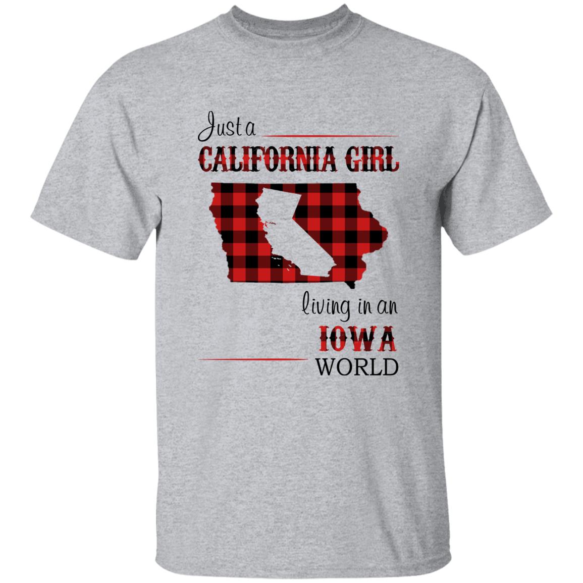 Just A California Girl Living In An Iowa World T-Shirt - T-shirt Born Live Plaid Red Teezalo