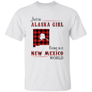 Just An Alaska Girl Living In A New Mexico World T-shirt - T-shirt Born Live Plaid Red Teezalo