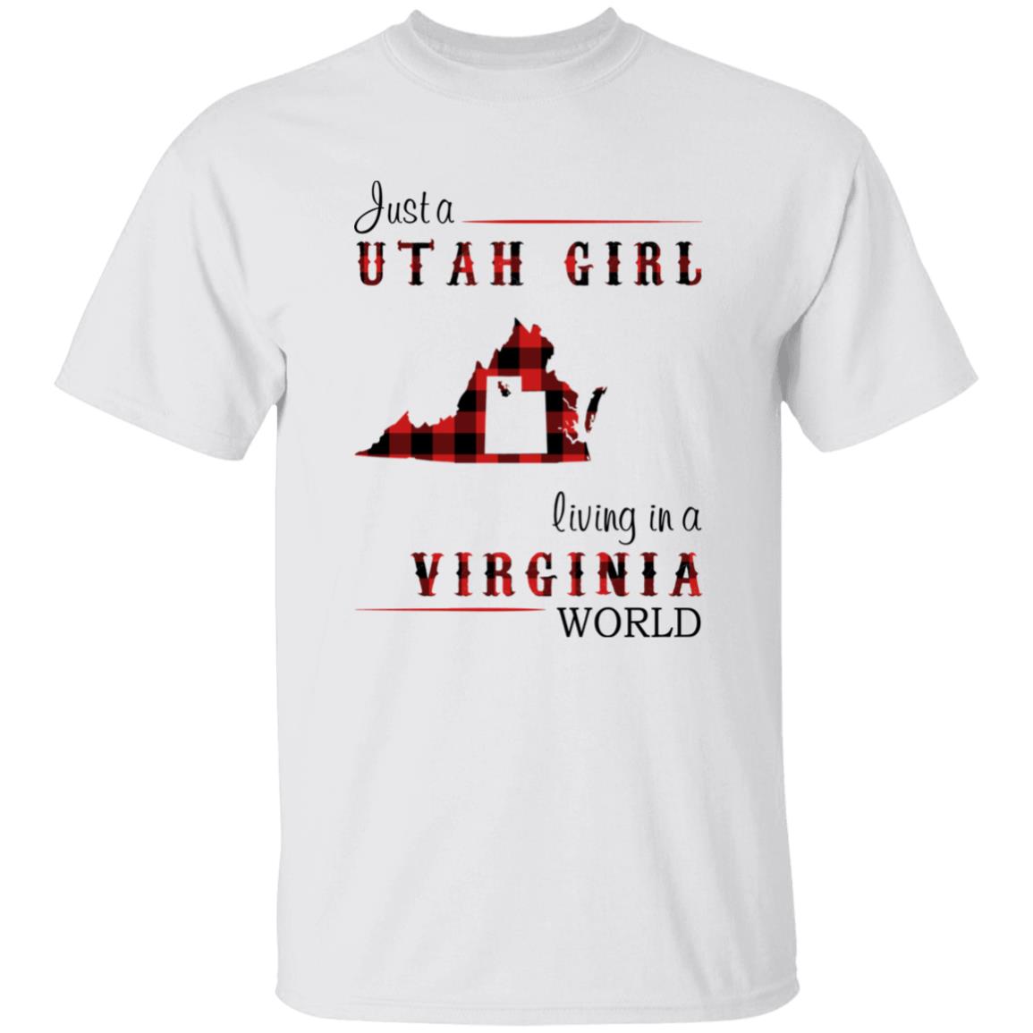 Just A Utah Girl Living In A Virginia World T-shirt - T-shirt Born Live Plaid Red Teezalo