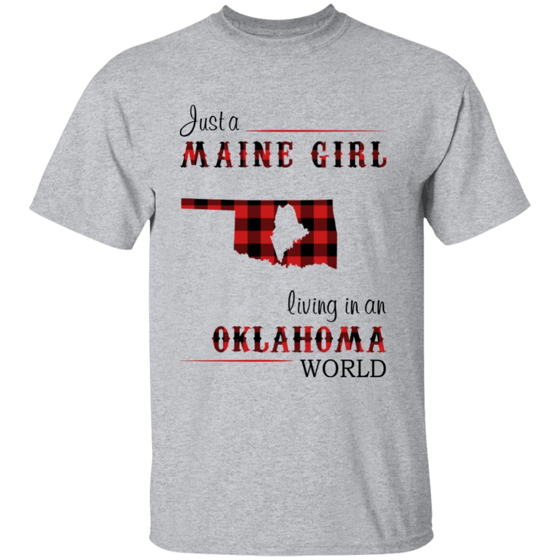 Just A Maine Girl Living In An Oklahoma World T-shirt - T-shirt Born Live Plaid Red Teezalo