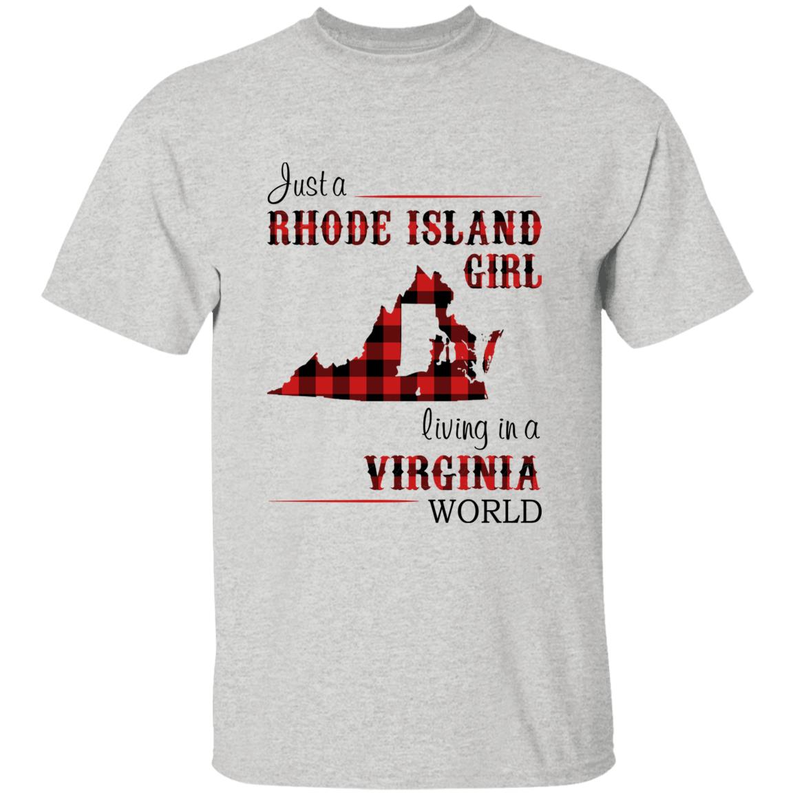 Just A Rhode Island  Girl Living In A Virginia World T-shirt - T-shirt Born Live Plaid Red Teezalo