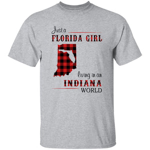 Just Florida Girl Living In An Indiana World T-shirt - T-shirt Born Live Plaid Red Teezalo