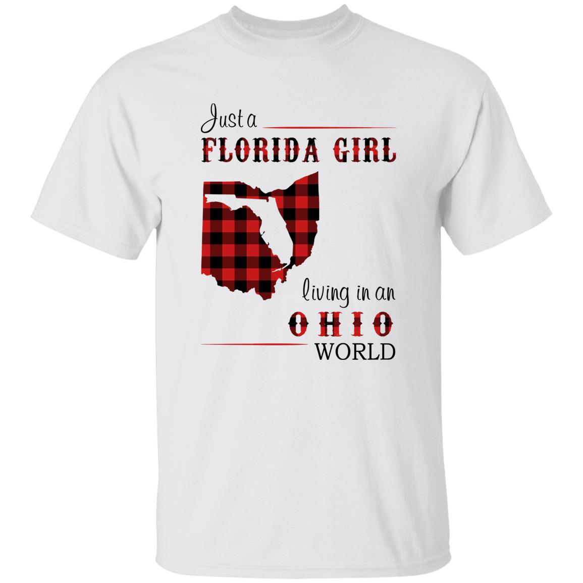 Just A Florida Girl Living In An Ohio World T-shirt - T-shirt Born Live Plaid Red Teezalo