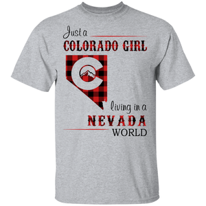 Just A Colorado Girl Living In A Nevada World T-shirt - T-shirt Born Live Plaid Red Teezalo