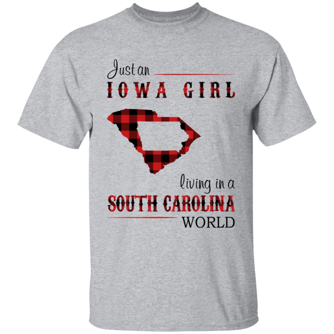 Just An Iowa Girl Living In A South Carolina World T-shirt - T-shirt Born Live Plaid Red Teezalo