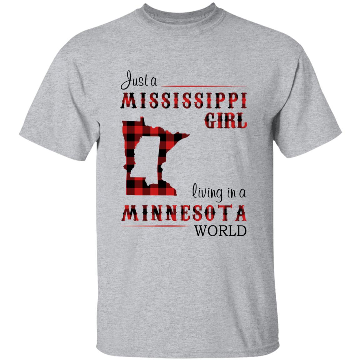Just A Mississippi Girl Living In A Minnesota World T-shirt - T-shirt Born Live Plaid Red Teezalo